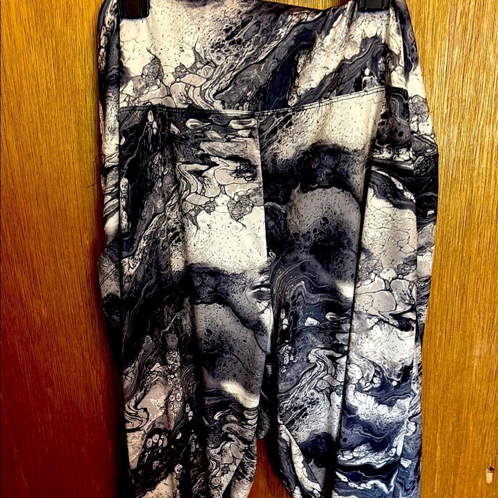 Abstract Black and White Patterned Pants